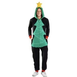 Tipsy Elves Black and Green Christmas Tree Onesie - L